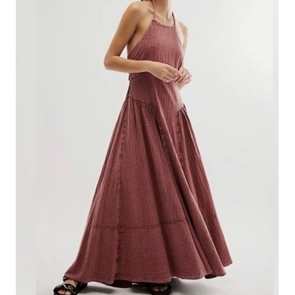 Free People Mind Over Matter Midi Dress  Burnt Henna Red sz XS